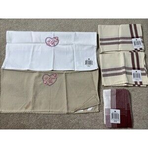 5 NWT Dunroven House Tea Towels 100% Cotton Border Approx‎ 20x28"